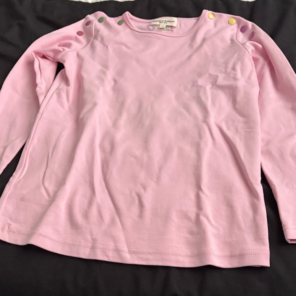 Leny Pink Girls' Long Sleeve Button-Shoulder Top